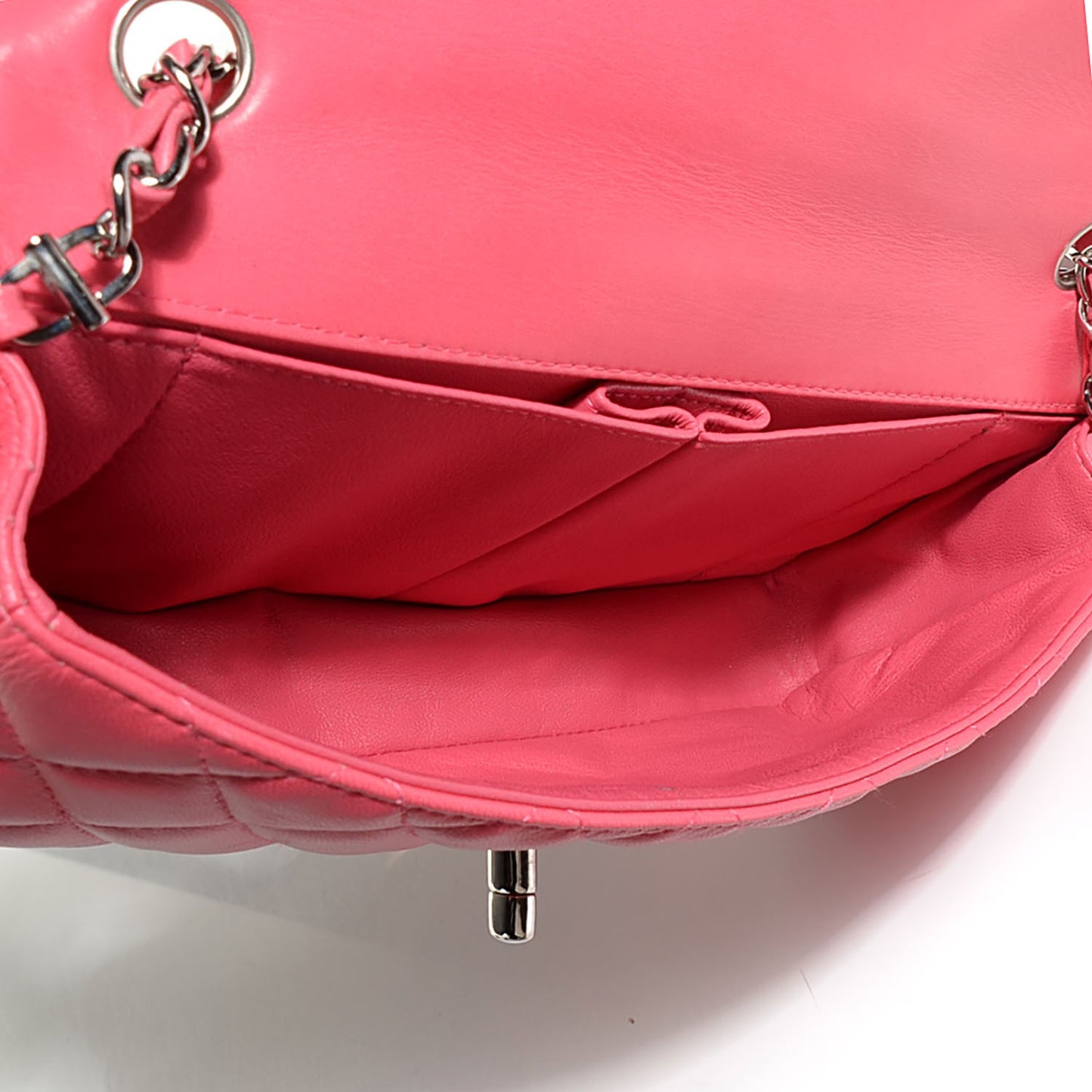 Lambskin Quilted East West Flap Pink
