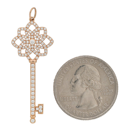 Tiffany 18K Rose Gold Diamond Medium Woven Key Pendant 2 of 4