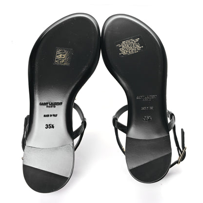 Saint Laurent Calfskin Crocodile Embossed Cassandra Monogram Sandals 35.5 Black 6 of 11