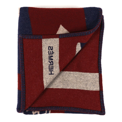 Hermes Cashmere Wool Brandebourgs Blanket Marine Carmin 2 of 3