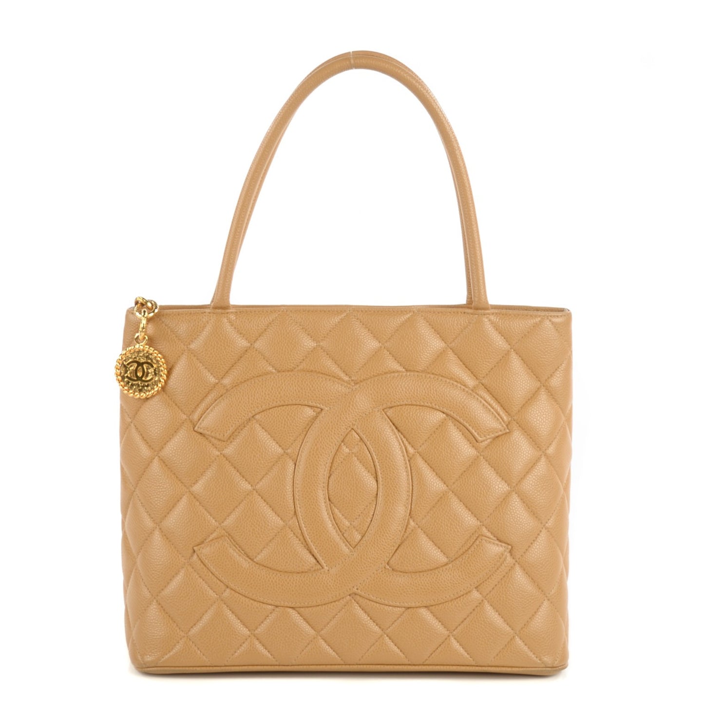 Caviar Quilted Medallion Tote Beige