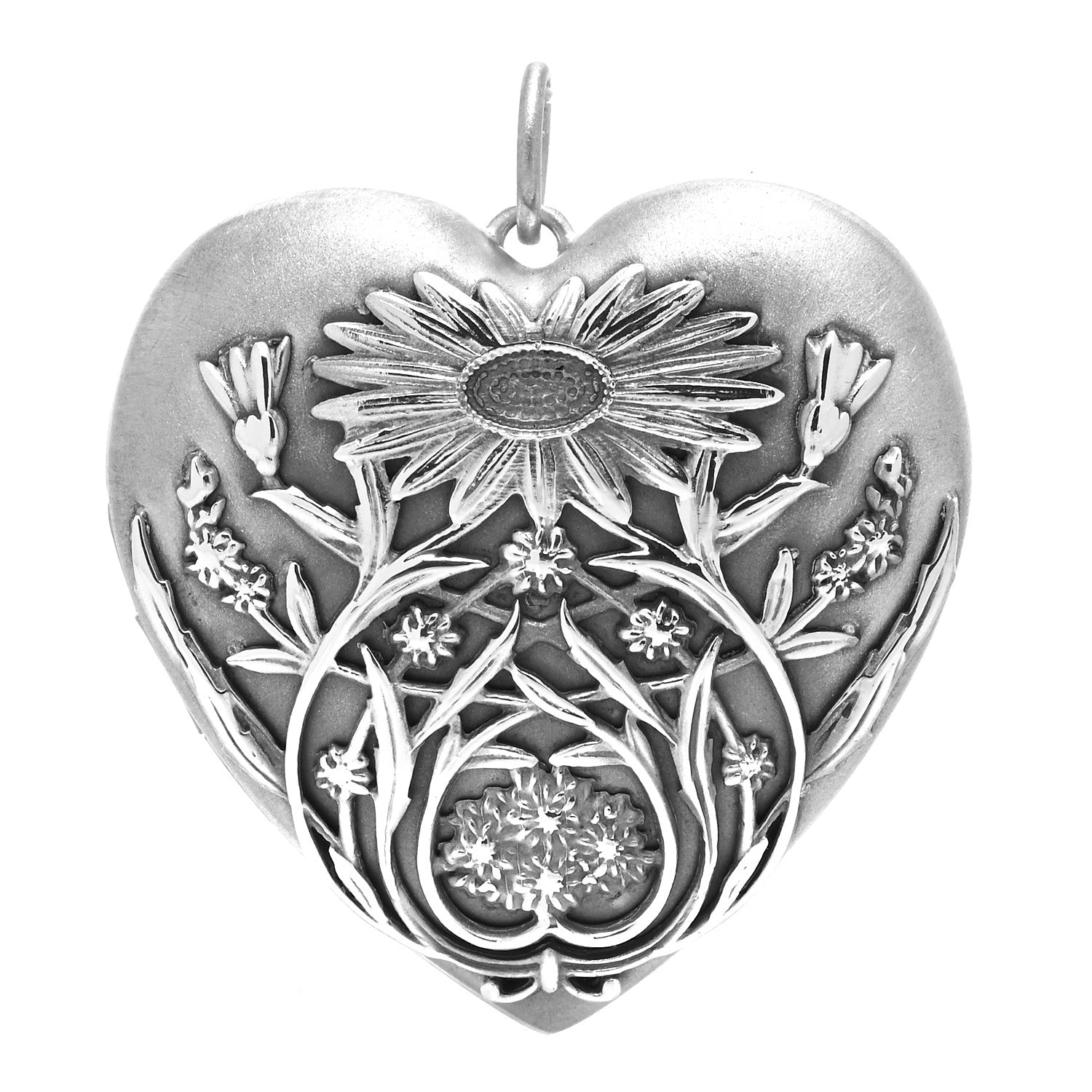 Tiffany Sterling Silver Large Ziegfeld Daisy Heart Locket Pendant 1 of 6