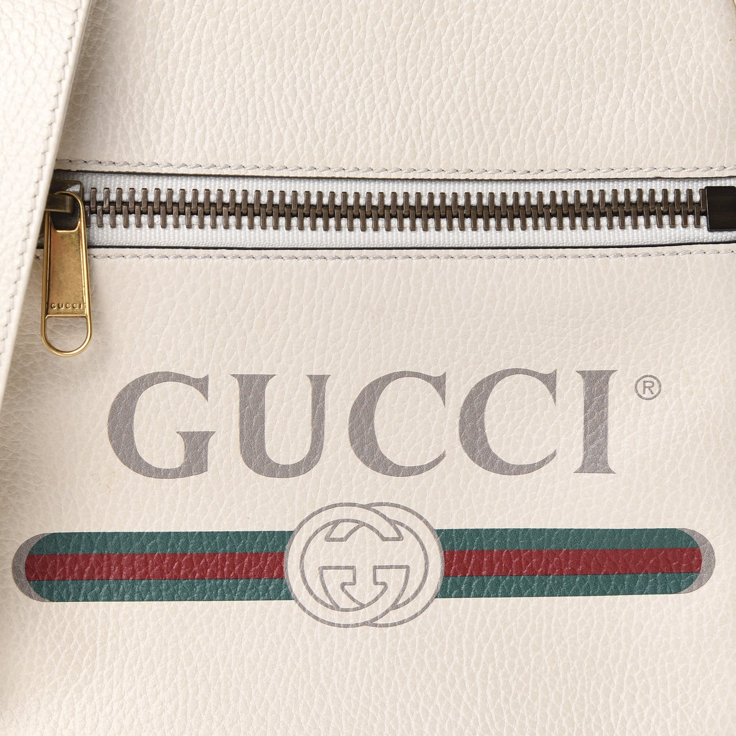 Grained Calfskin Logo Messenger Bag White