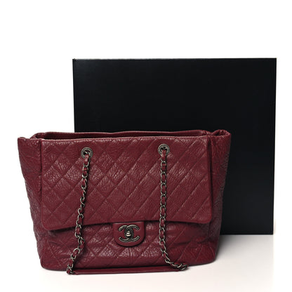 Chanel Crumpled Lambskin Quilted Large Tote Burgundy 11 of 11