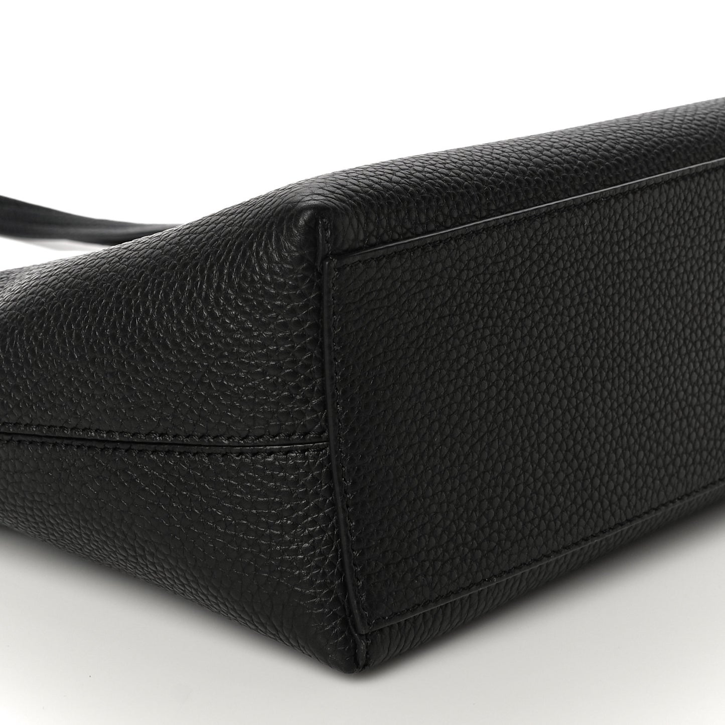 Grained Calfskin Small Rockstud Shoulder Tote Black