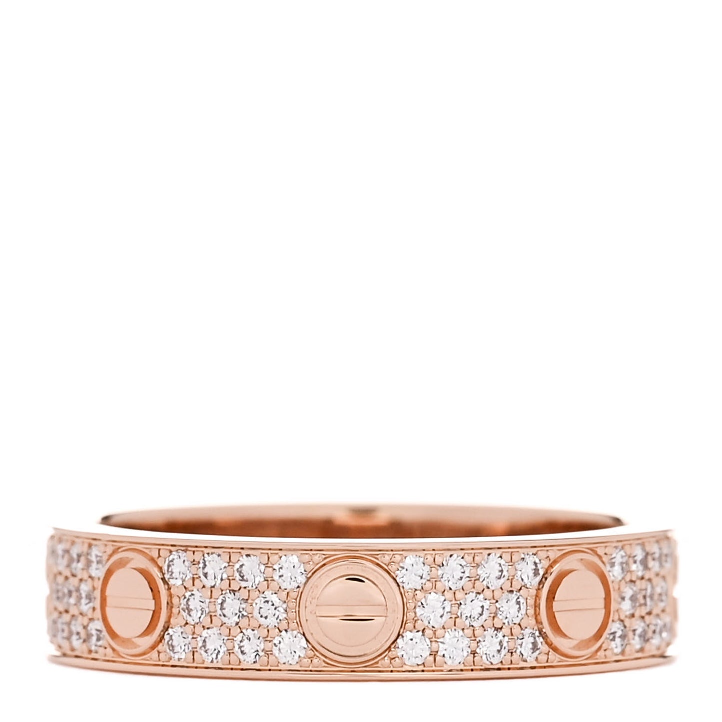 18K Pink Gold Diamond 4mm LOVE Wedding Paved Band Ring 48 4.5