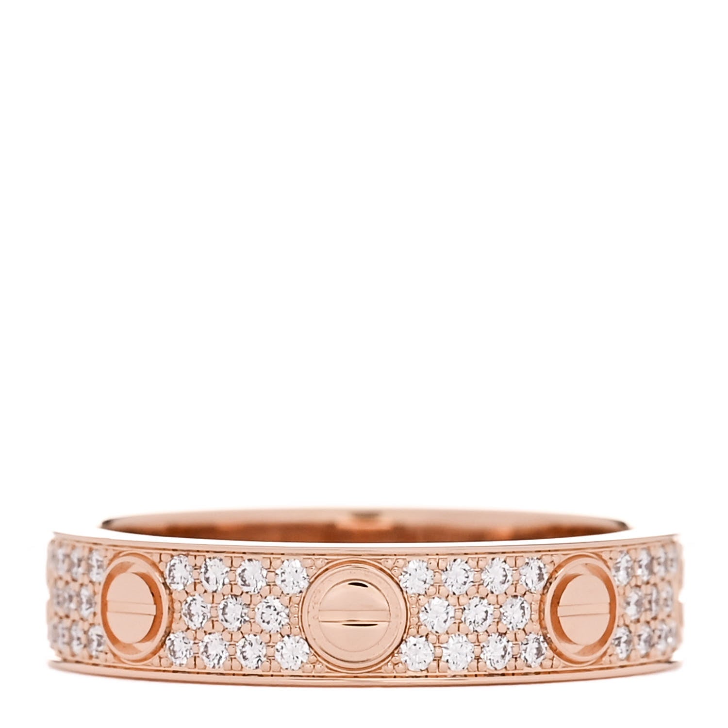 Cartier 18K Pink Gold Diamond 4mm LOVE Wedding Paved Band Ring 48 4.5 3 of 5