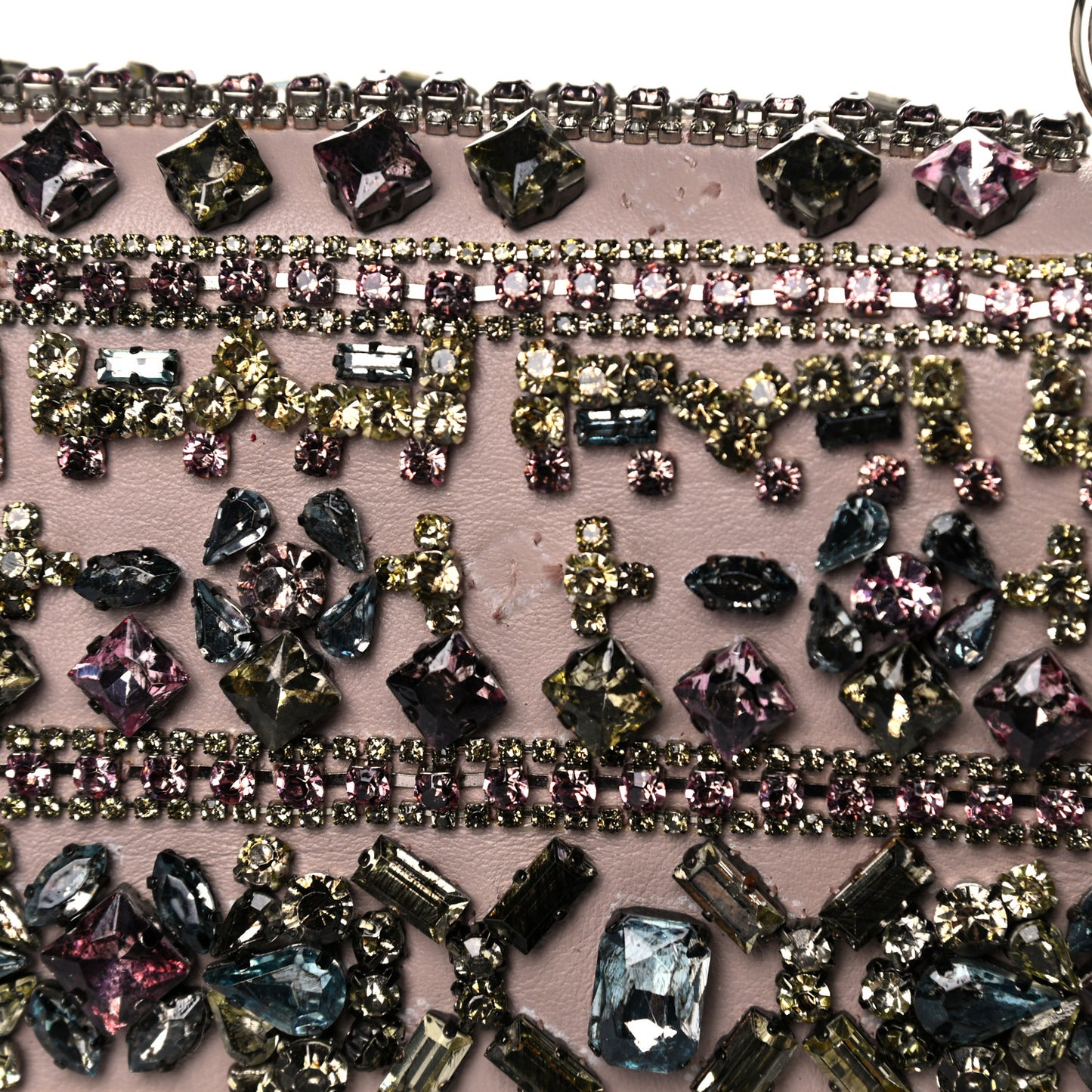 Vitello Crystal Embellished Medium Glam Lock Rockstud Flap Poudre