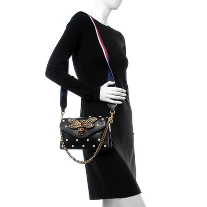 Gucci Nappa Pearl Studded Mini Queen Margaret Broadway Shoulder Bag Black 10 of 13