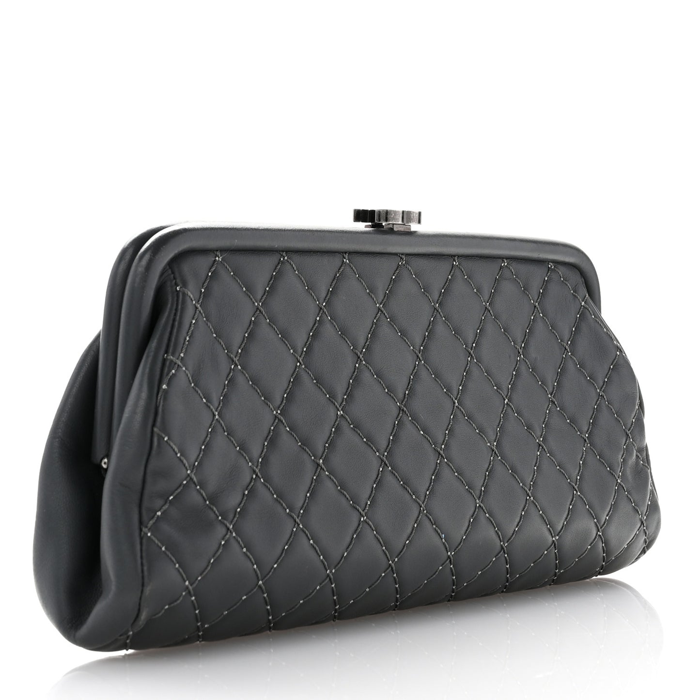 Lambskin Stitched Timeless Clutch Grey
