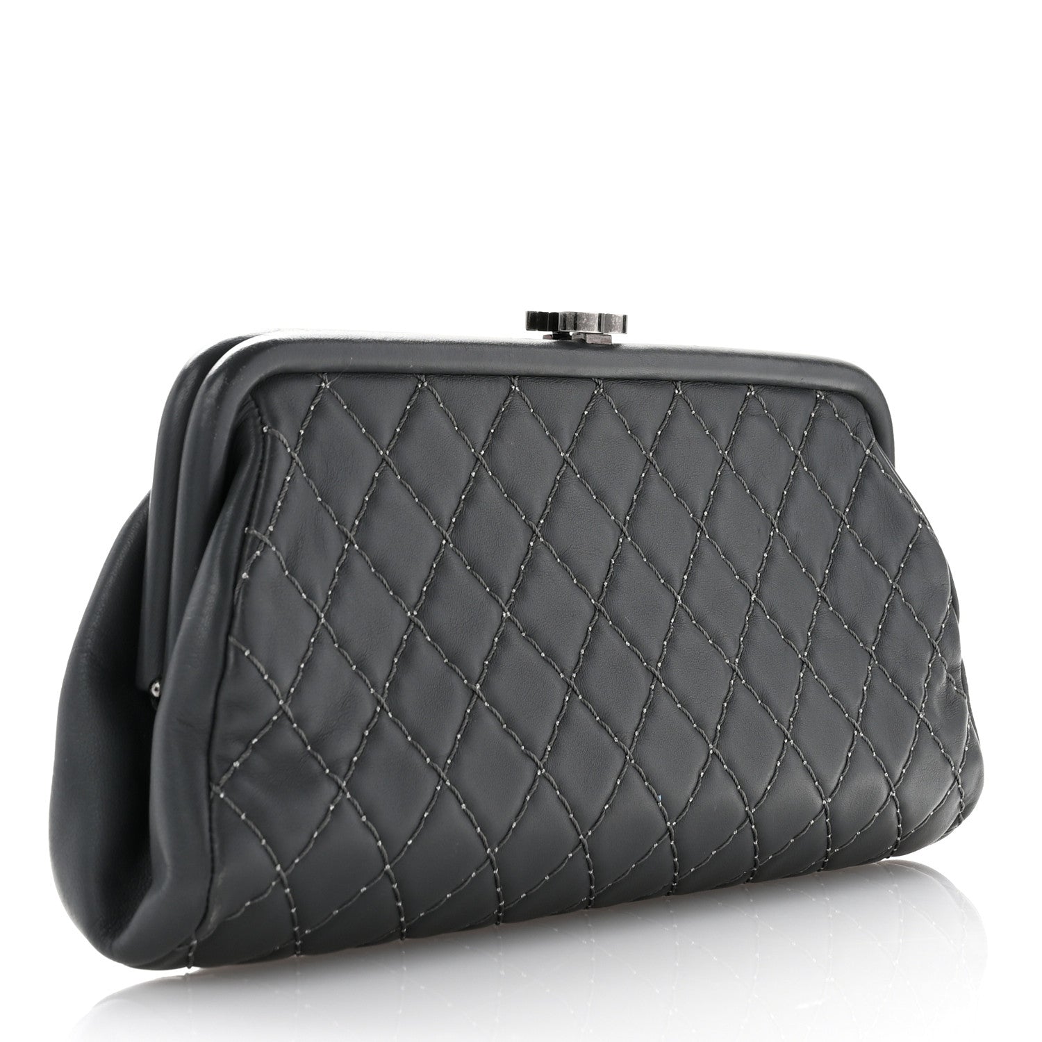 Chanel Lambskin Stitched Timeless Clutch Grey 3 of 7