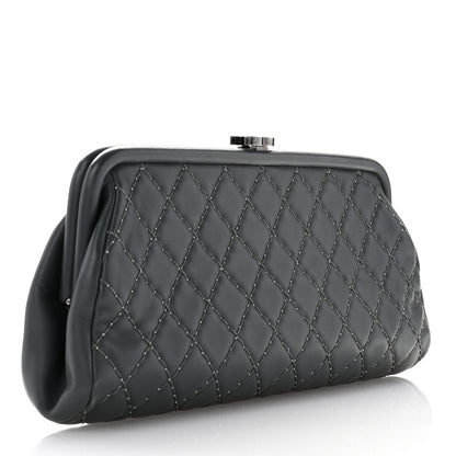 Chanel Lambskin Stitched Timeless Clutch Grey 3 of 7