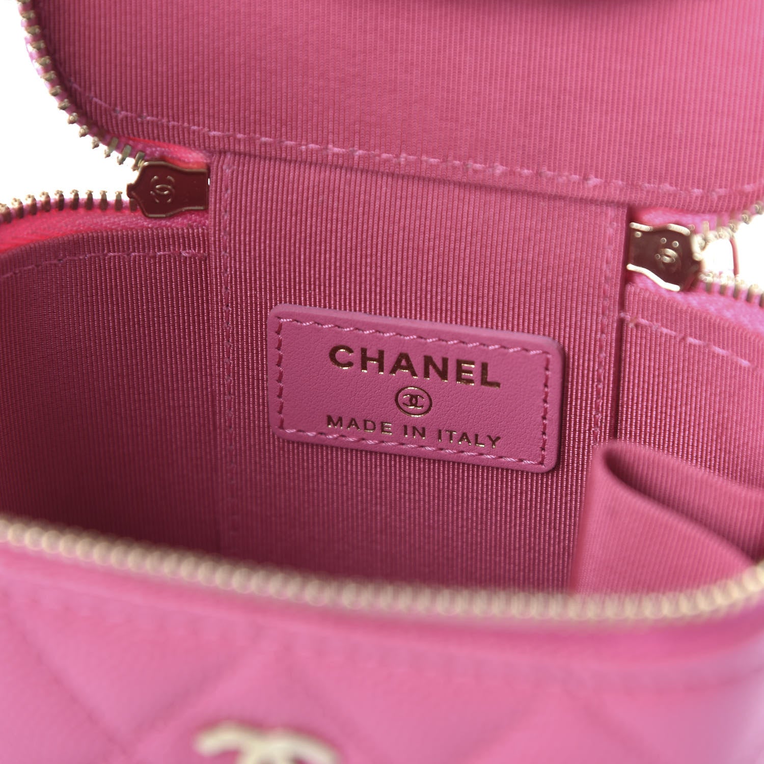 Chanel Caviar Quilted Mini Vanity Case With Chain Pink 8 of 11