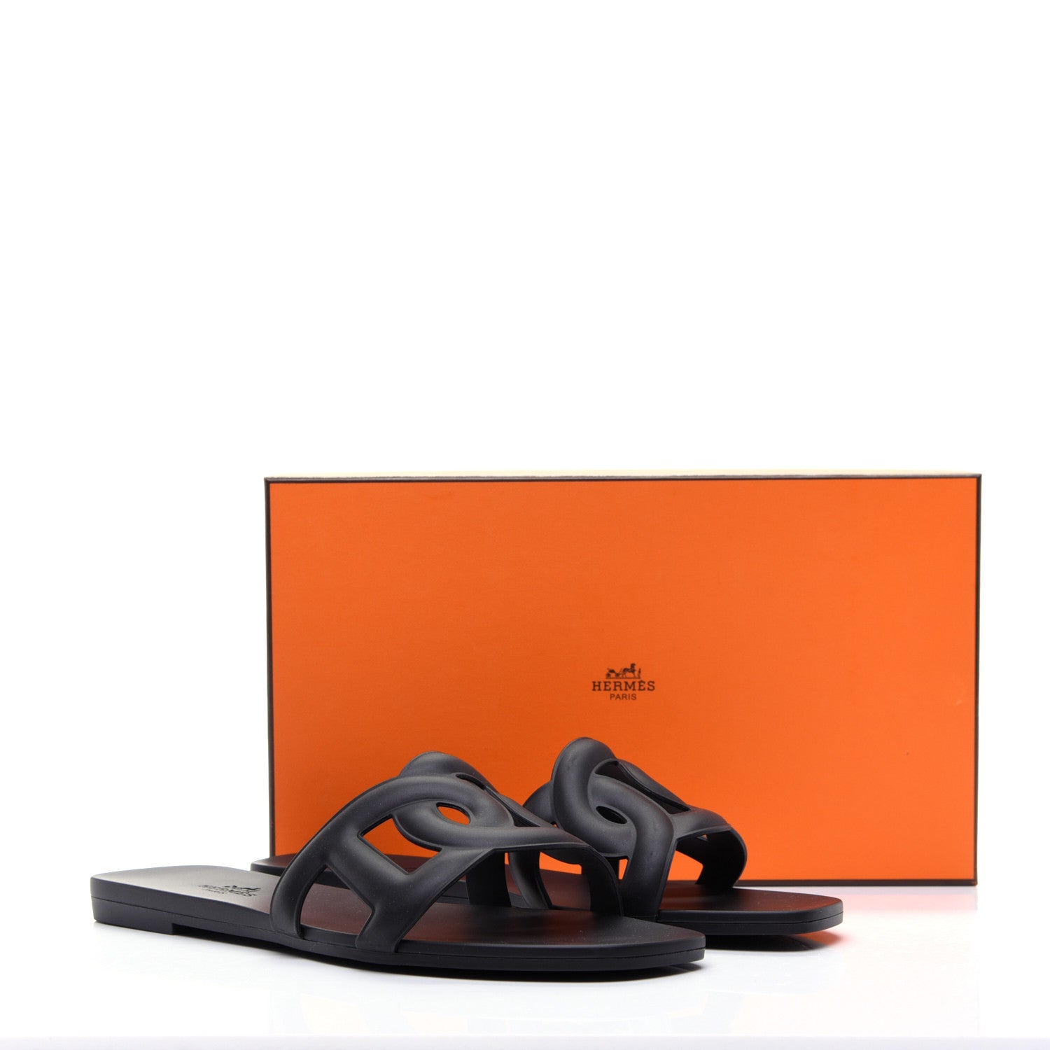 Hermes Rubber Aloha Sandals 37 Black 10 of 10