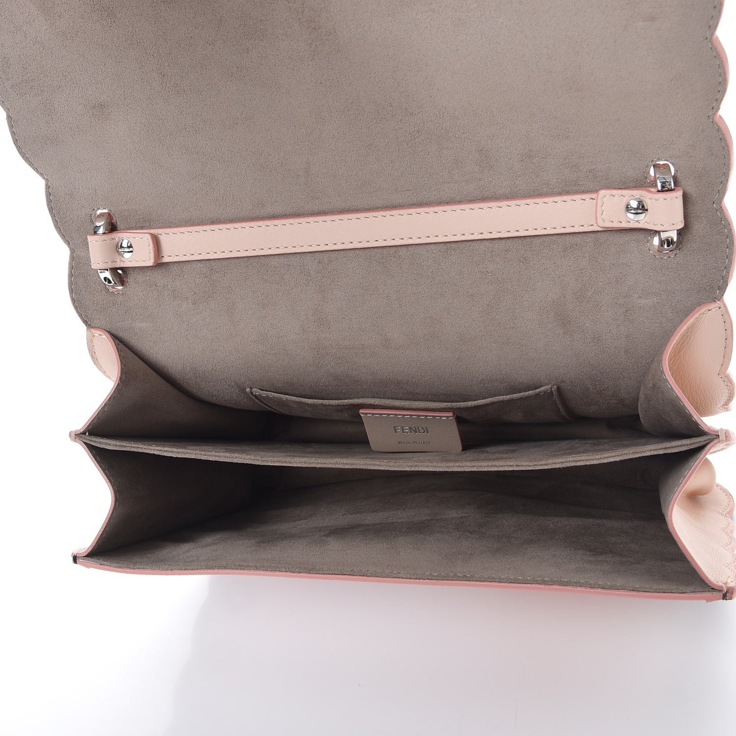 Vitello Dolce Scalloped Studded Scrollwork Kan I Shoulder Bag Plaster Black