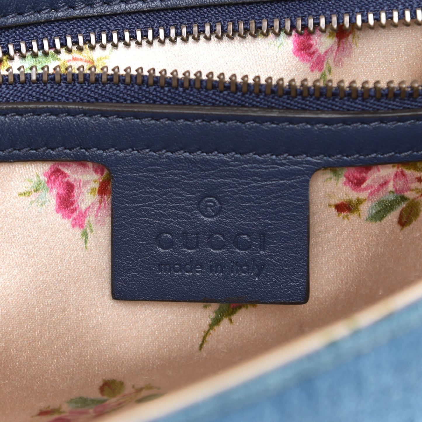 Denim Matelasse Small Pearly GG Marmont Shoulder Bag Blue