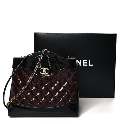 Chanel Patent Calfskin Quilted Mini 31 Shopping Bag Burgundy Black 11 of 11