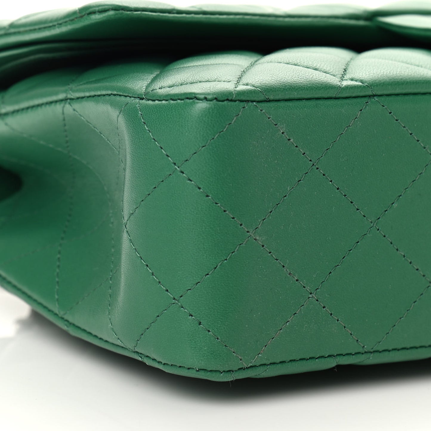 Lambskin Quilted Medium Double Flap Green