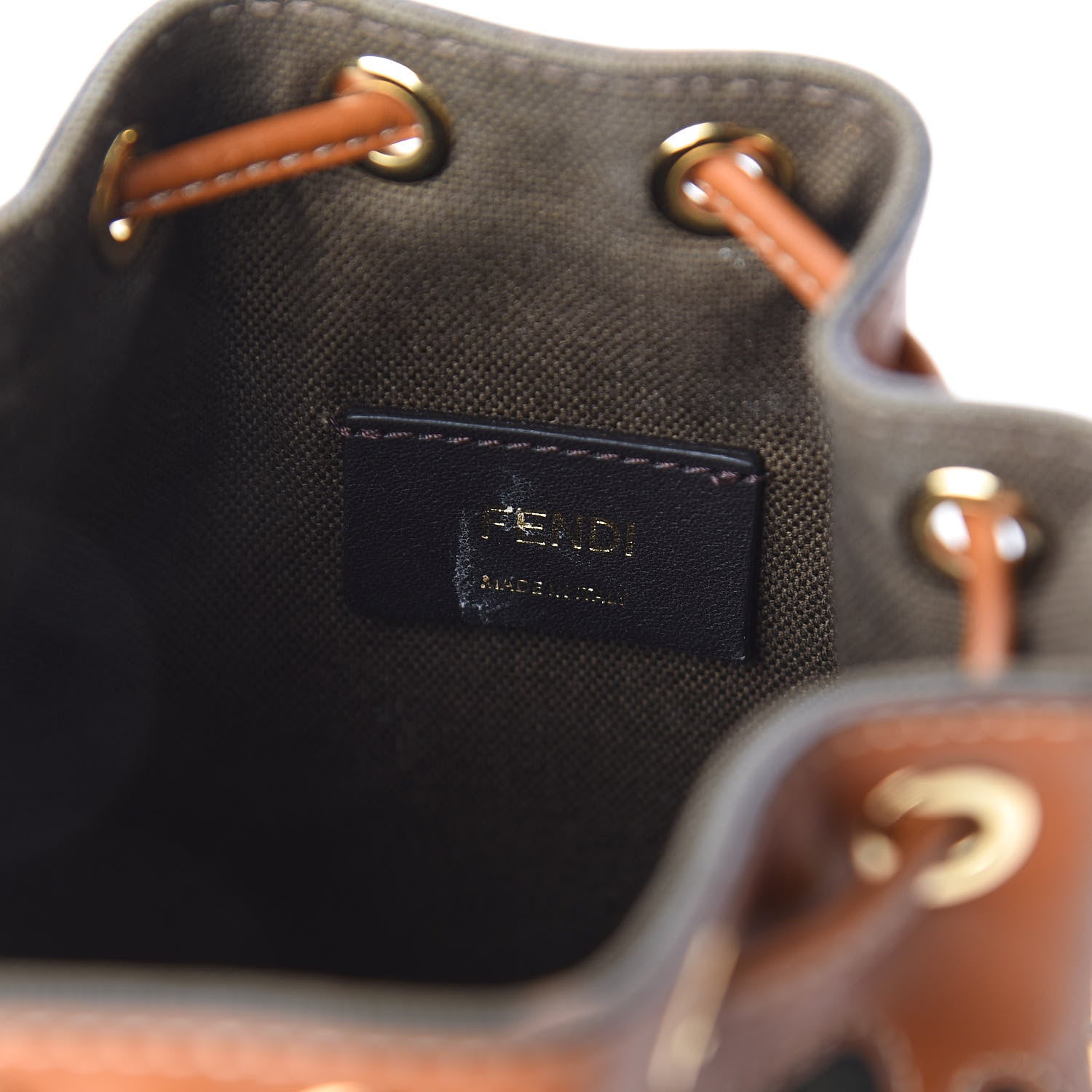 Fendi Canvas Vitello King F is Fendi FF Embroidered Mini Mon Tresor Bucket Bag Amazzonia Cuoio 8 of 12