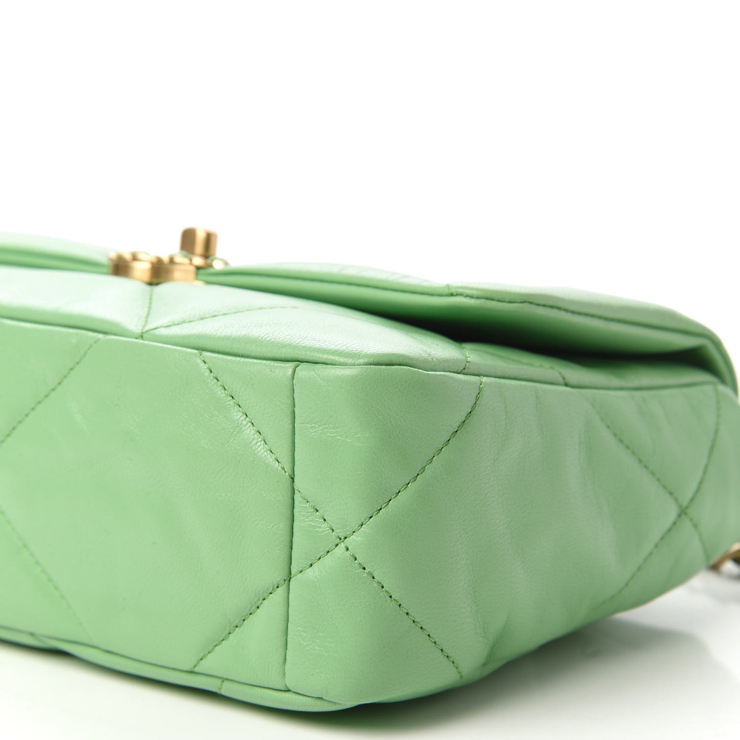 Goatskin Quilted Medium Chanel 19 Flap Light Green