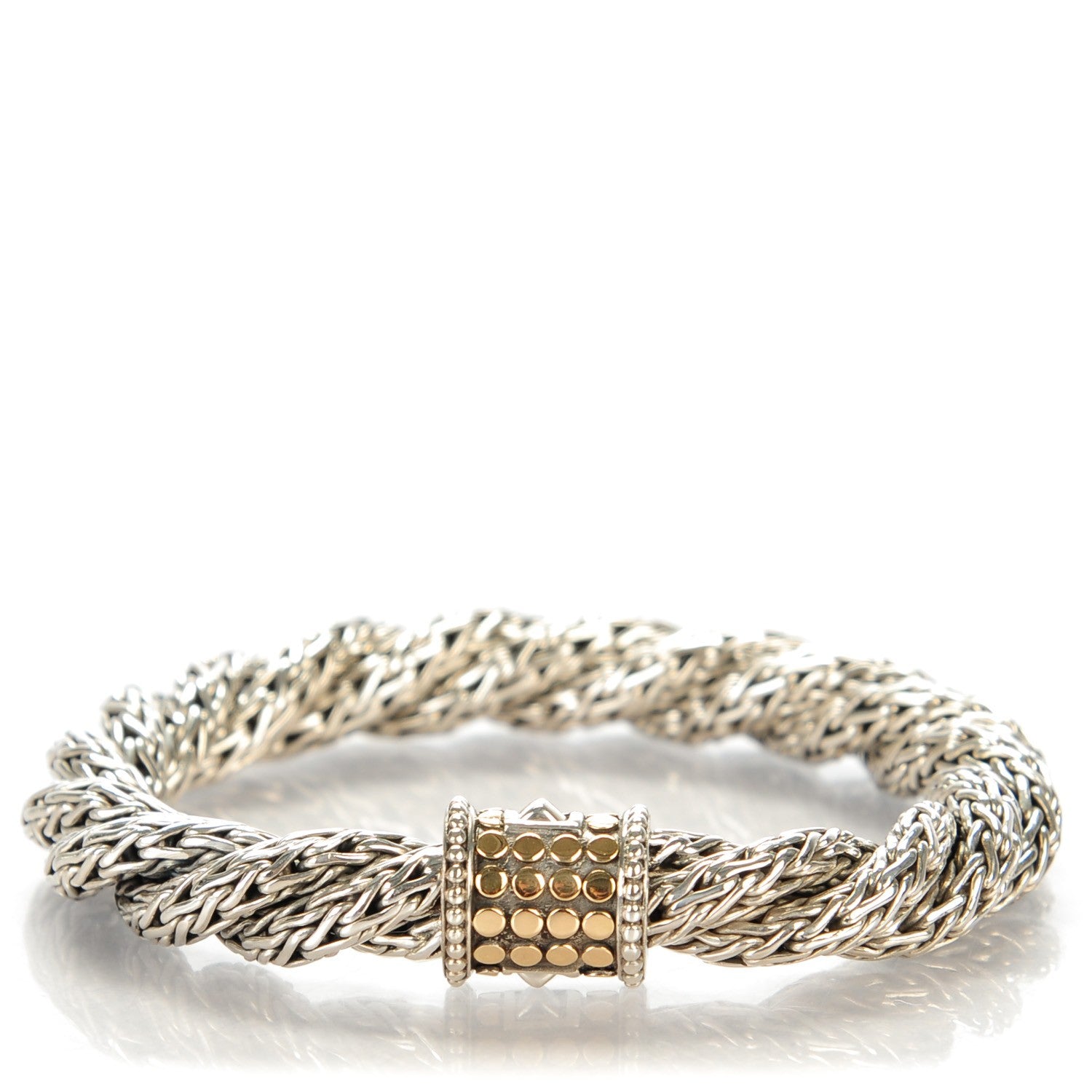 John Hardy Sterling Silver 18K Yellow Gold Classic Chain Dot Bracelet 1 of 6