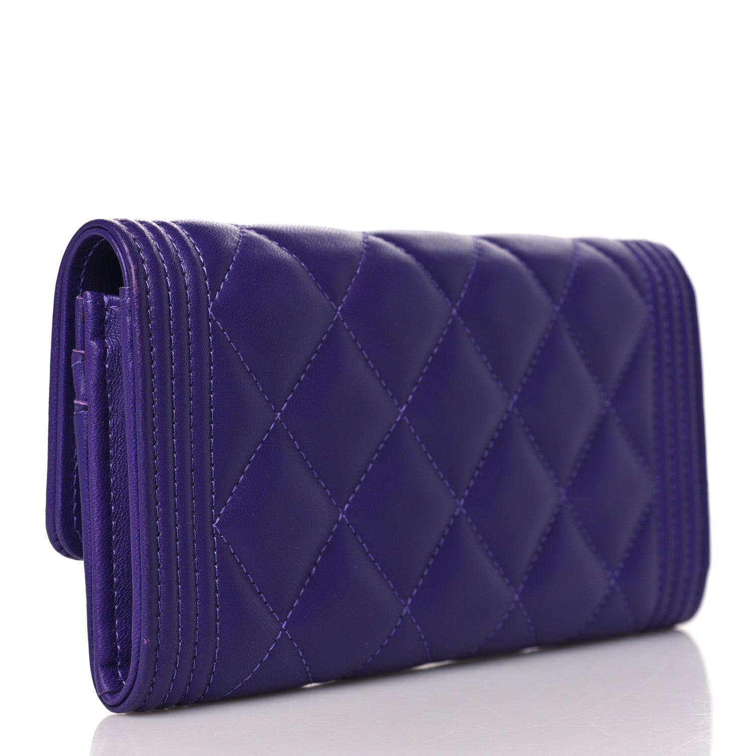 Chanel Lambskin Quilted Medium Boy Flap Wallet Purple 3 of 11