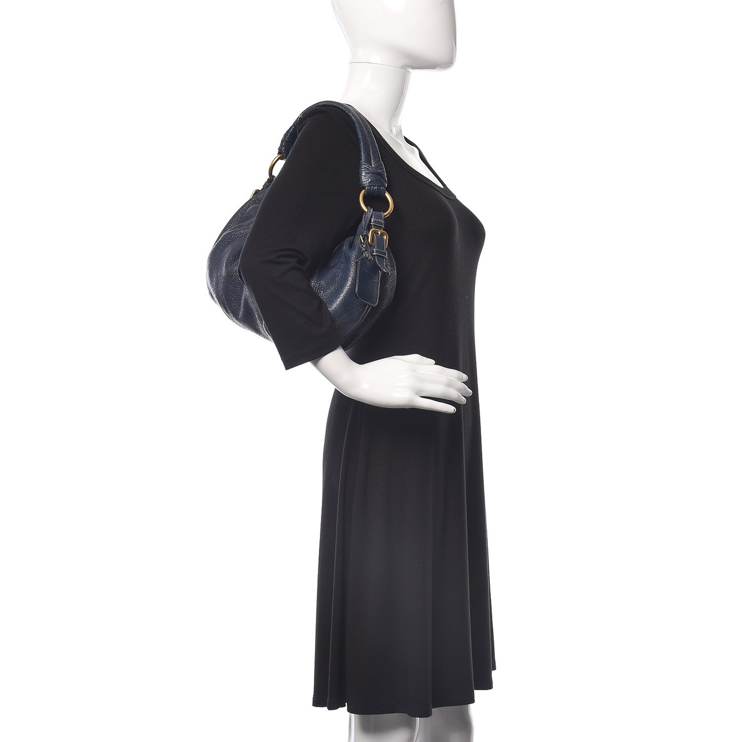 Metallic Vitello Daino Hobo Dark Blue