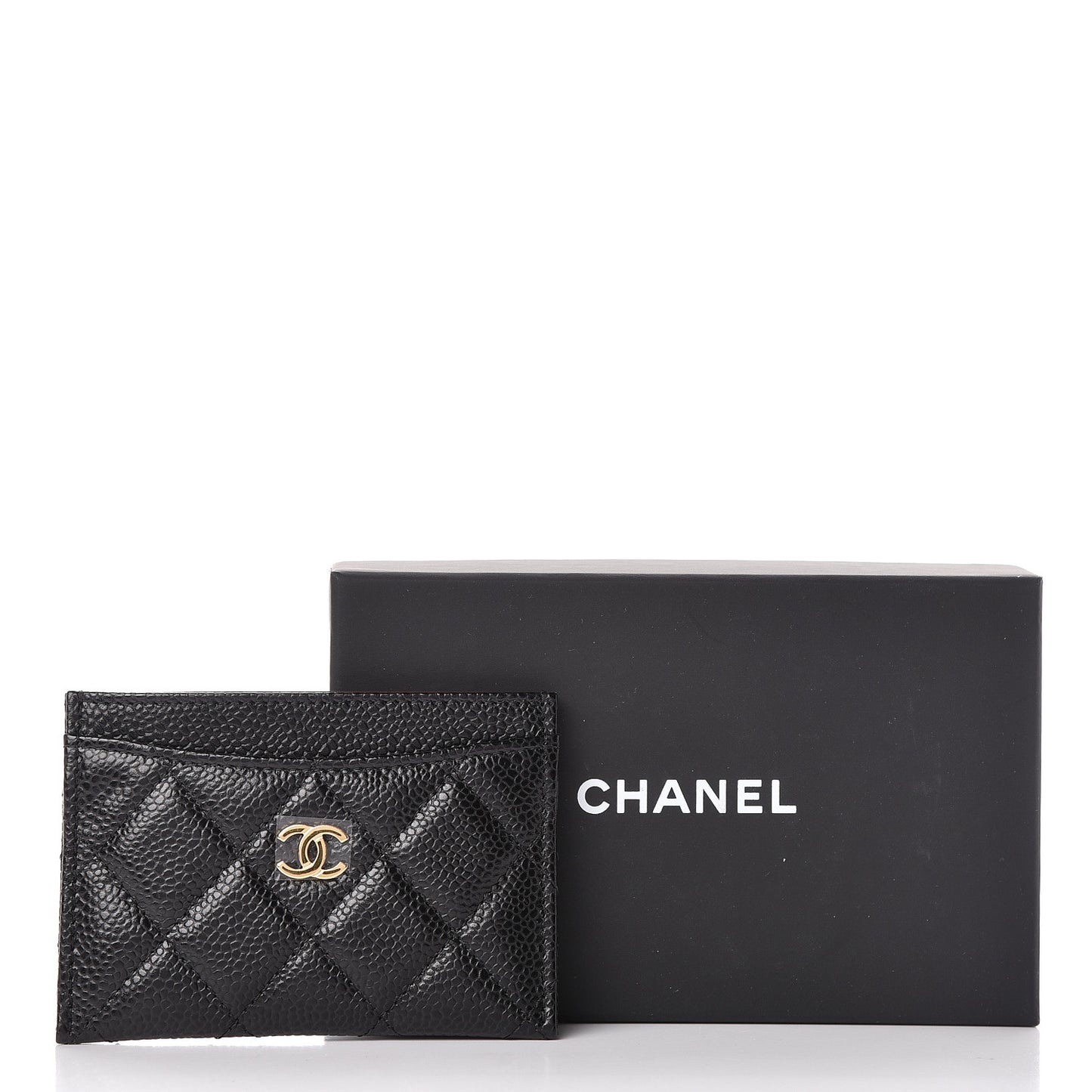 Caviar Quilted Card Holder Black