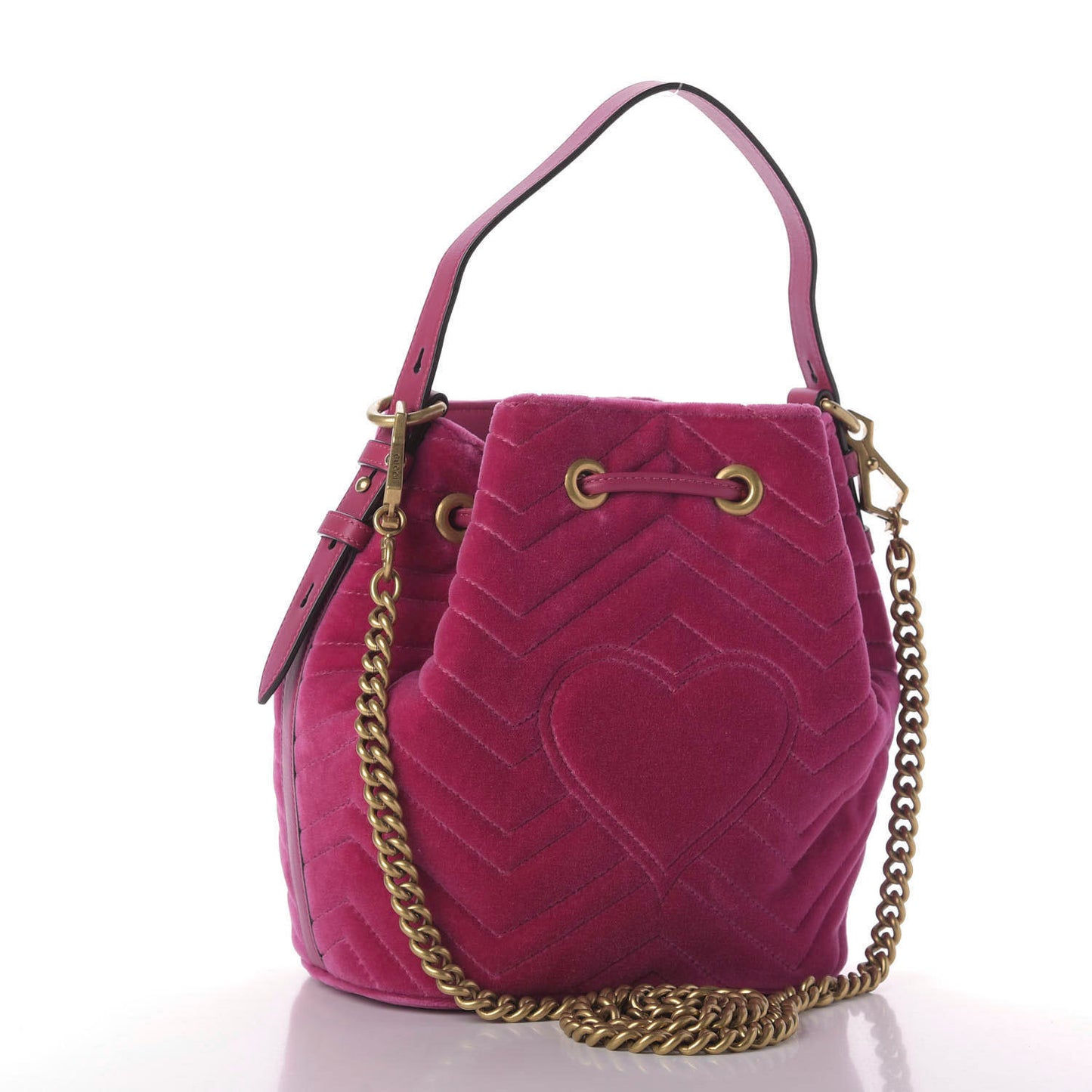 Velvet Matelasse GG Marmont Bucket Bag Light Raspberry Rose