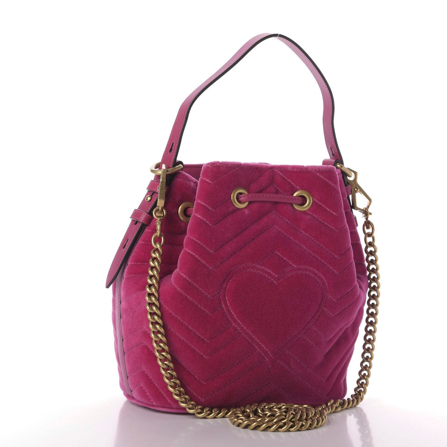 Gucci Velvet Matelasse GG Marmont Bucket Bag Light Raspberry Rose 4 of 10