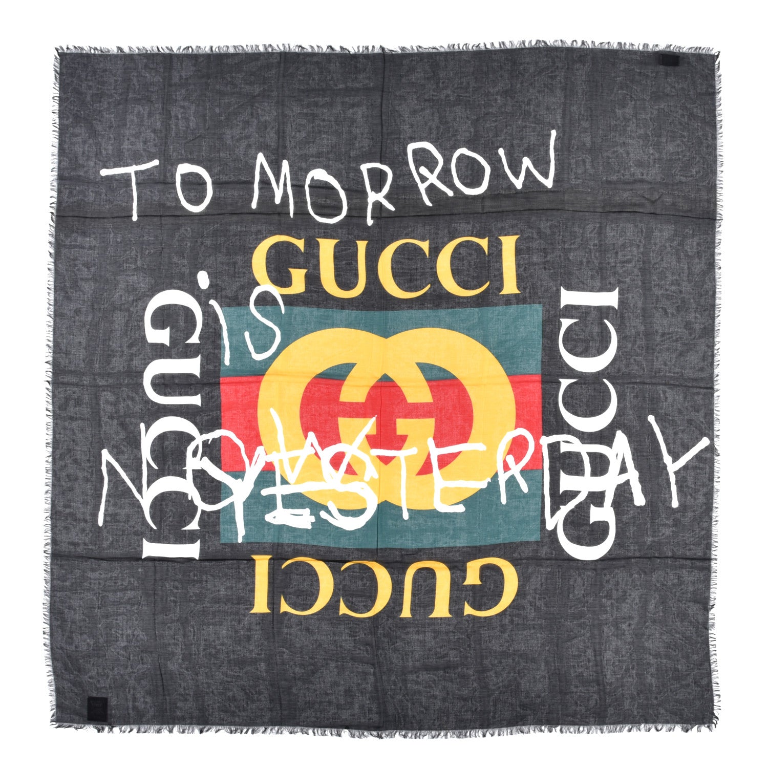 Gucci Modal Silk Coco Capitan Logo Square Scarf Black 1 of 3