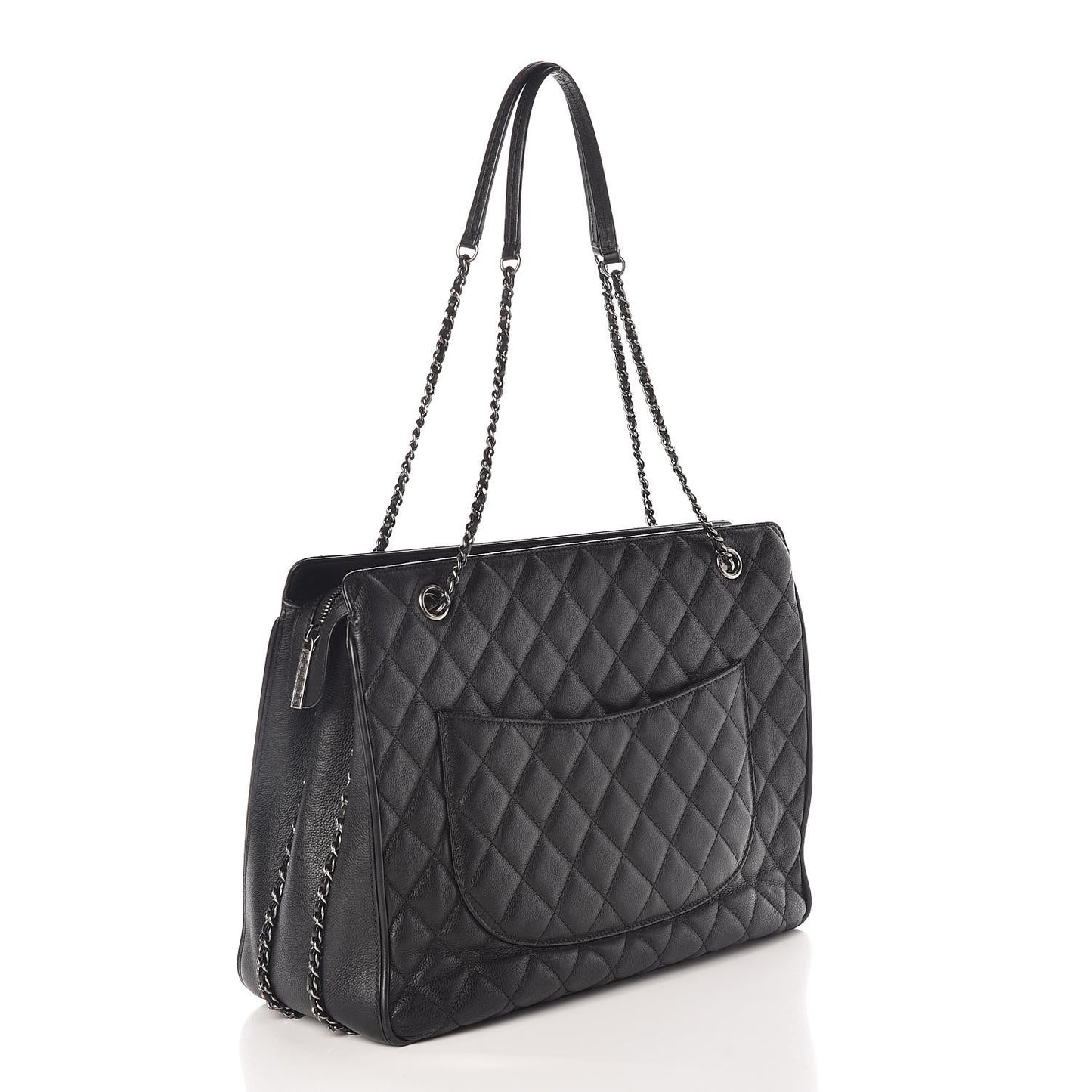 Calfskin Quilted Frame In Chain Tote Black