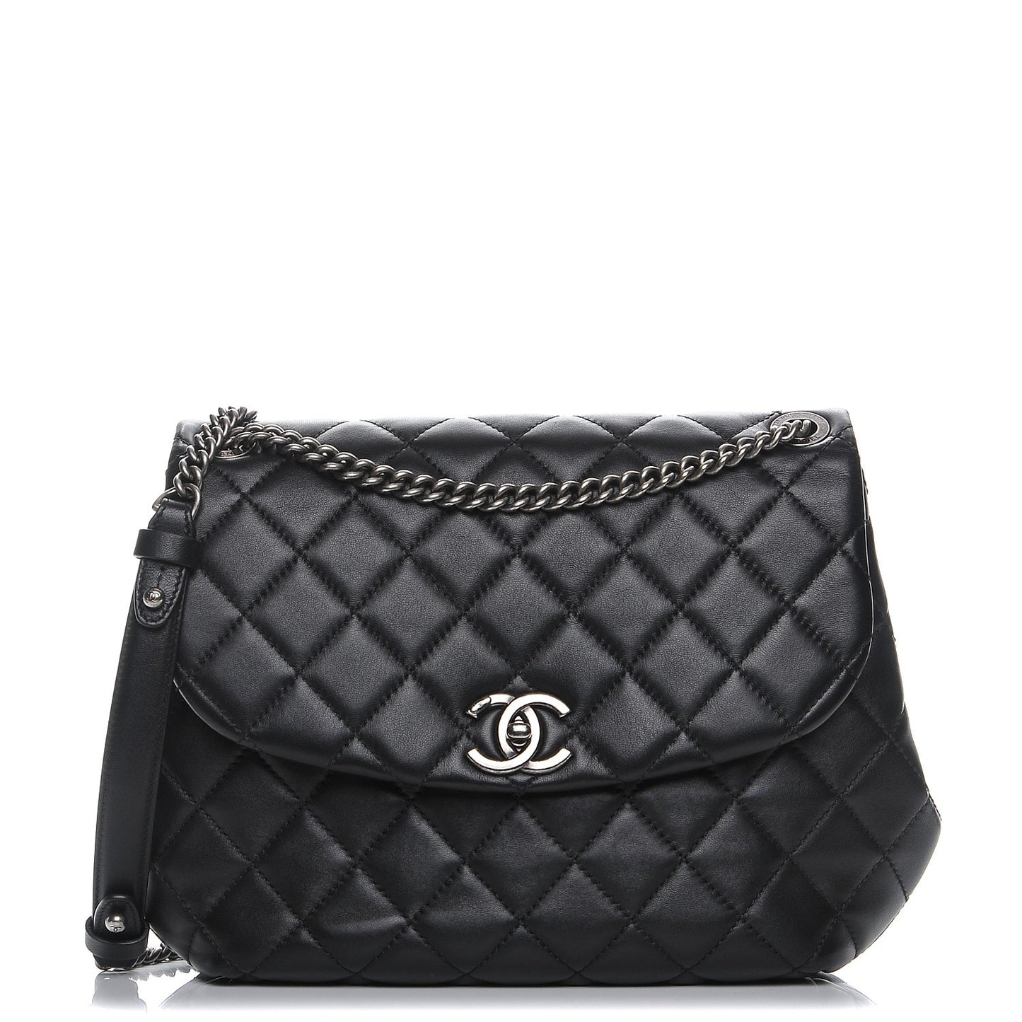 Lambskin Quilted Large Daily Supple Flap Black