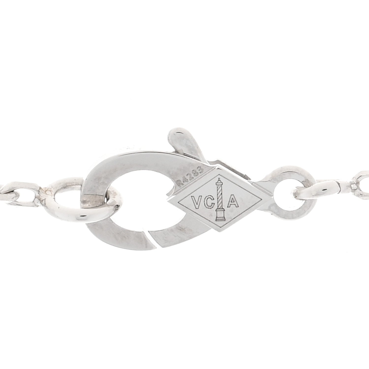 Van Cleef & Arpels 18K White Gold Guilloche Vintage Alhambra Pendant Necklace 3 of 5