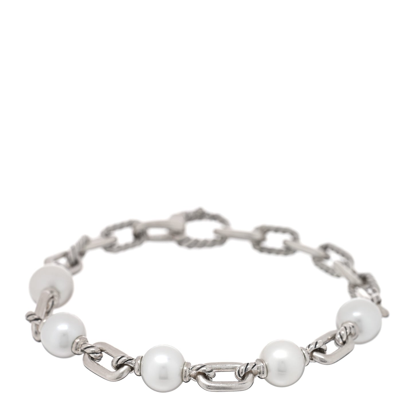 Sterling Silver Cultured Pearl 6mm Madison Chain Bracelet