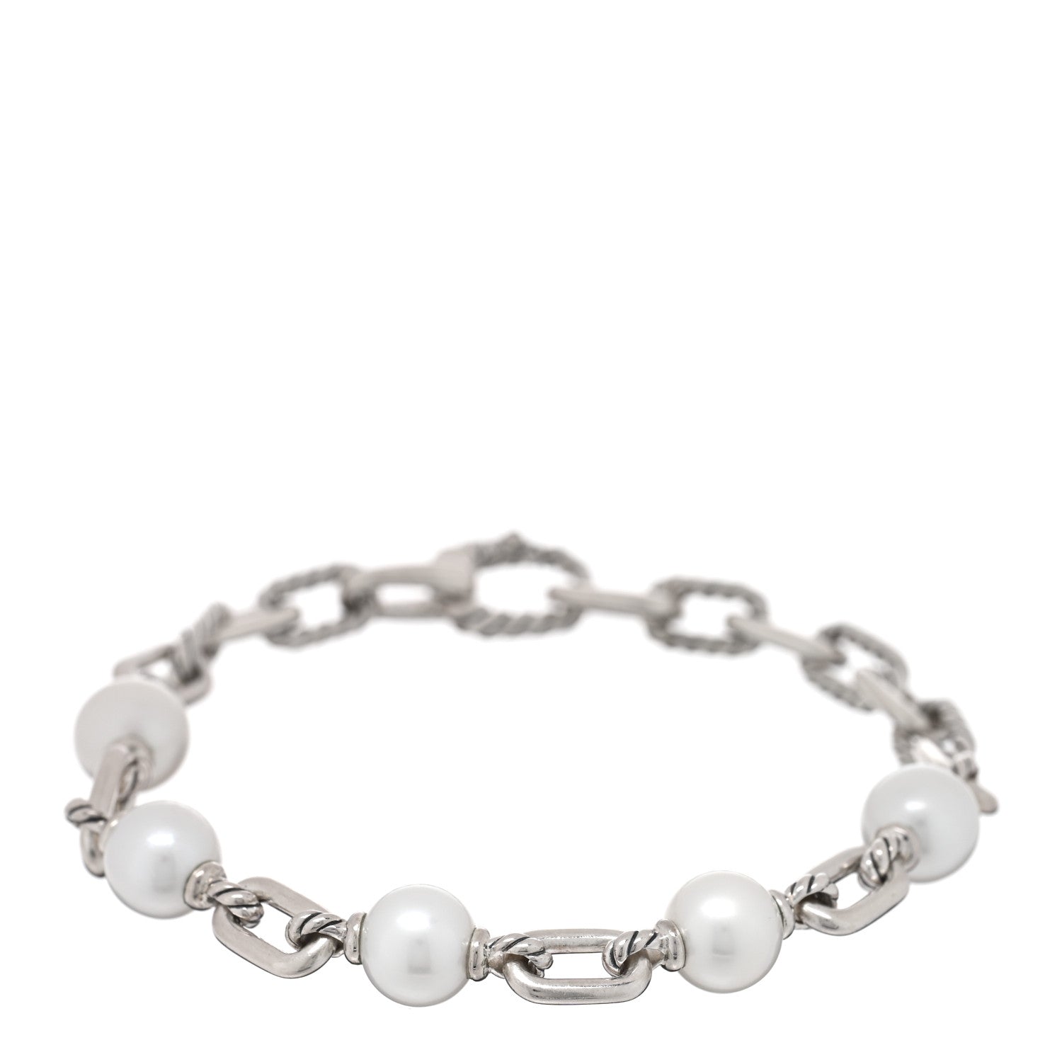 David Yurman Sterling Silver Cultured Pearl 6mm Madison Chain Bracelet 1 of 3