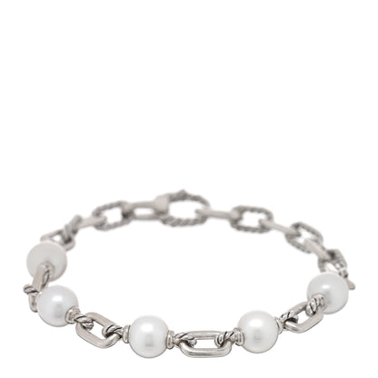 David Yurman Sterling Silver Cultured Pearl 6mm Madison Chain Bracelet 1 of 3
