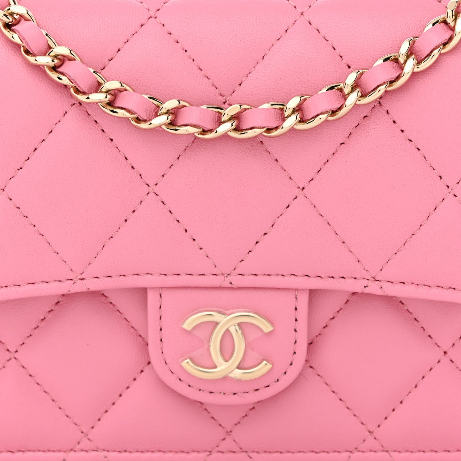Chanel Lambskin Quilted Flap Phone Holder With Chain Pink 9 of 12