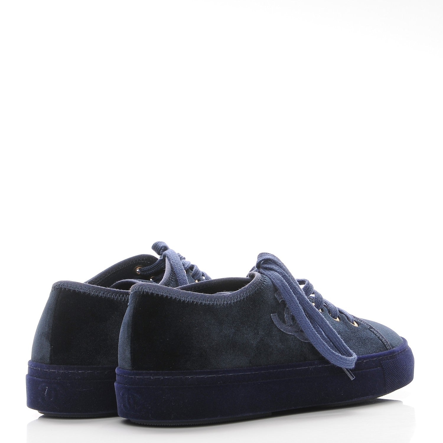 Chanel Velvet CC Sneakers 37 Navy 4 of 9