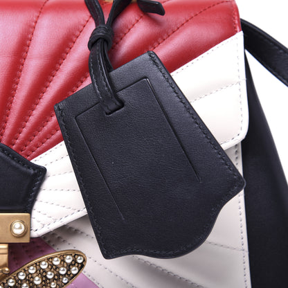 Gucci Calfskin Bamboo Trapuntata Queen Margaret Top Handle Bag Blue Agata Hibiscus Red Mystic White Sugar Pink 19 of 20