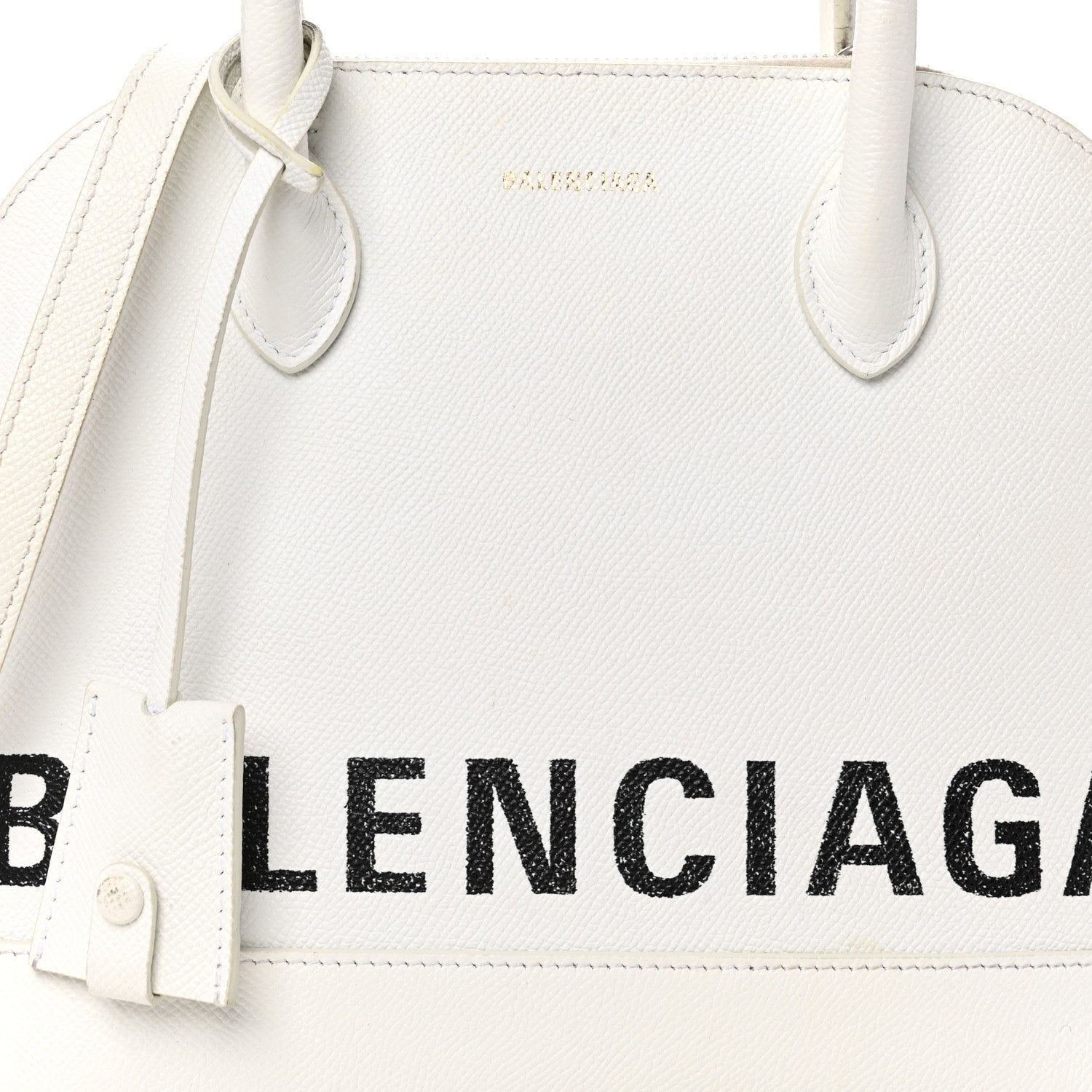 Balenciaga Signature Grained Calfskin Logo S Ville Top Handle Bag White Black 7 of 10