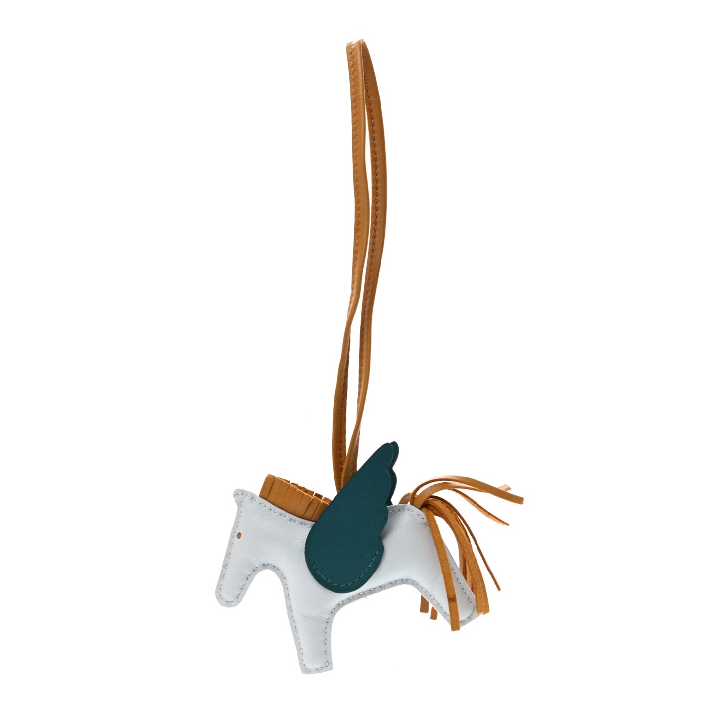 Milo Lambskin Grigri Rodeo Pegase Horse Bag Charm PM Bleu Brume Sesame Vert Bosphore
