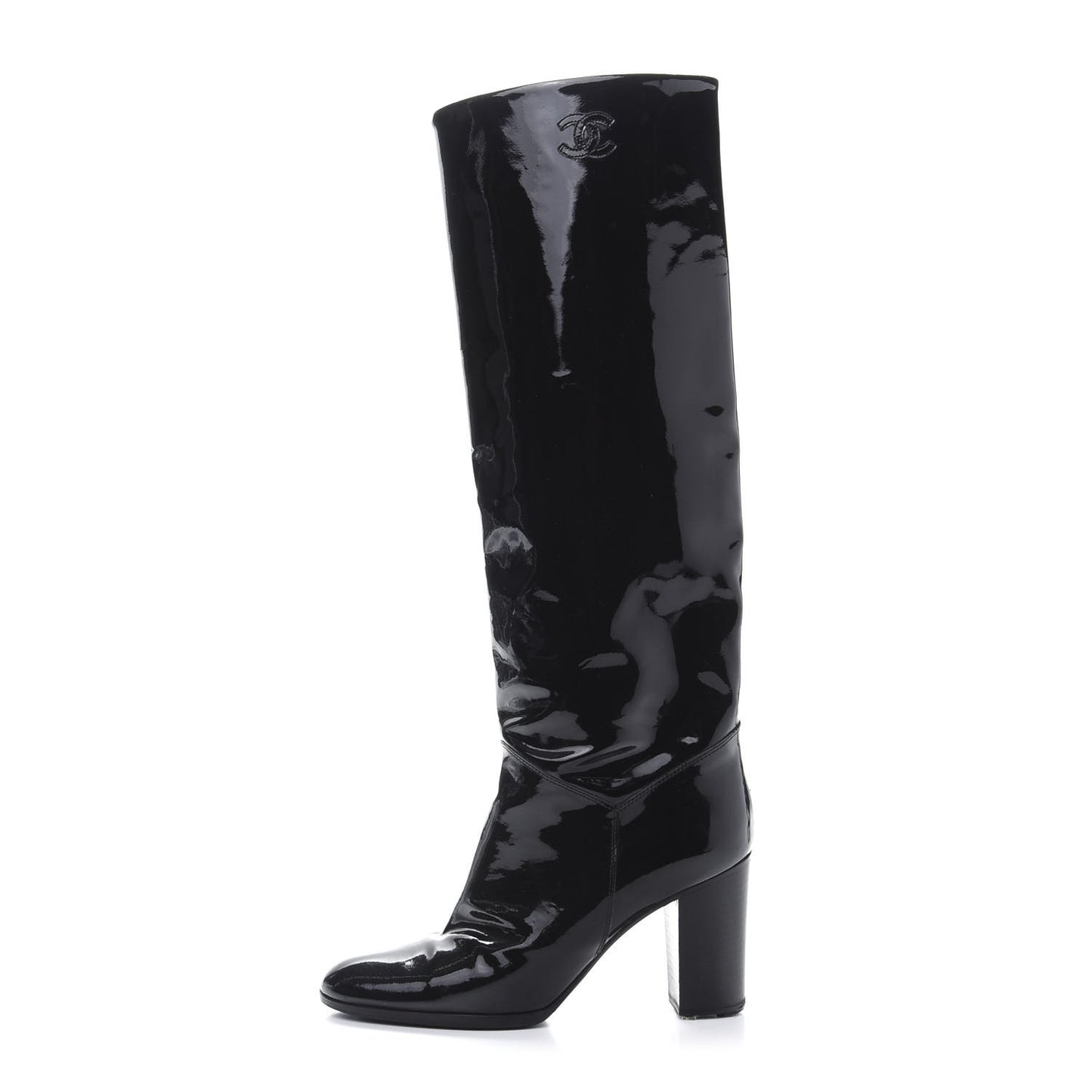 Patent CC Knee High Boots 40 Black