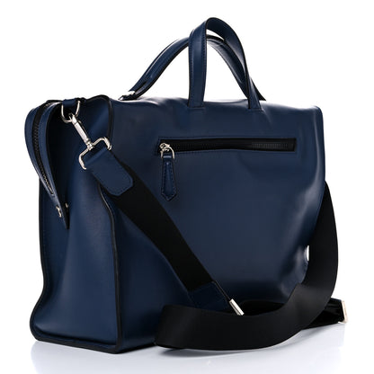 Fendi Vitello Grace Century Stamp Patch Lui Urban Briefcase Blue Scuro Sunflower 2 of 14