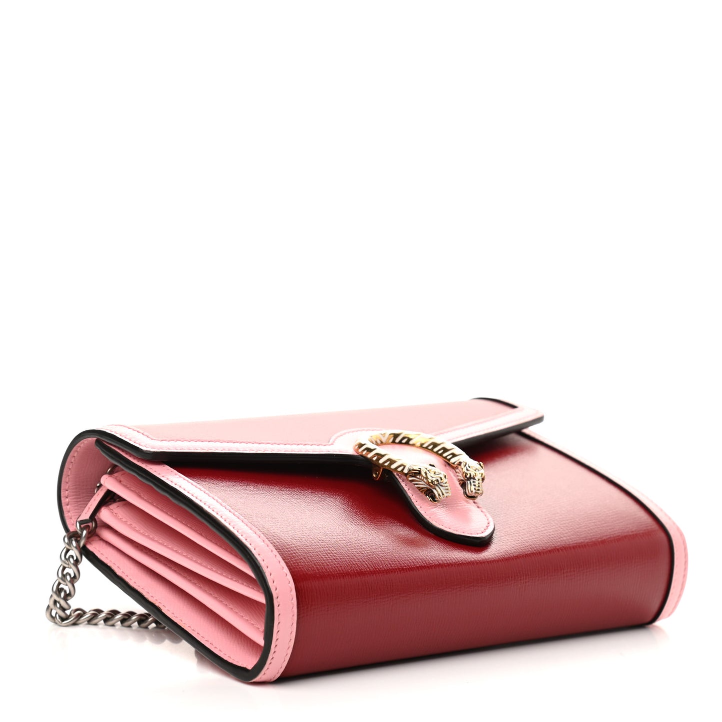 Azalea Calfskin Enamel Mini Dionysus Chain Wallet New Cherry Red Wild Rose Off White