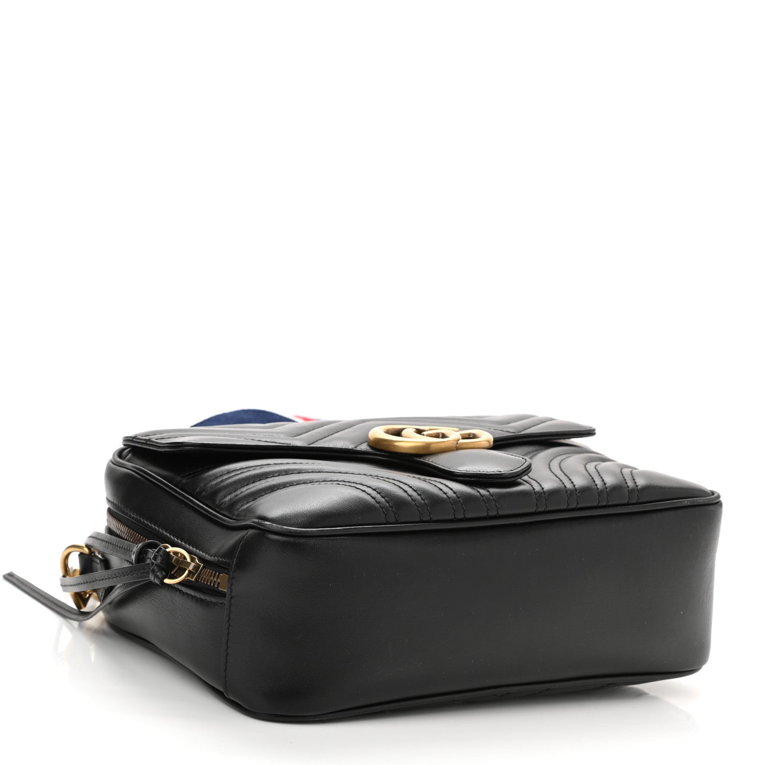 Gucci Calfskin Matelasse Sylvie Web Small GG Marmont Top Handle Shoulder Bag Black 4 of 11
