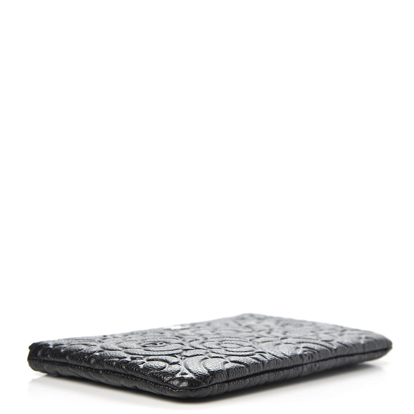 Caviar Camellia Embossed Cosmetic Pouch Black