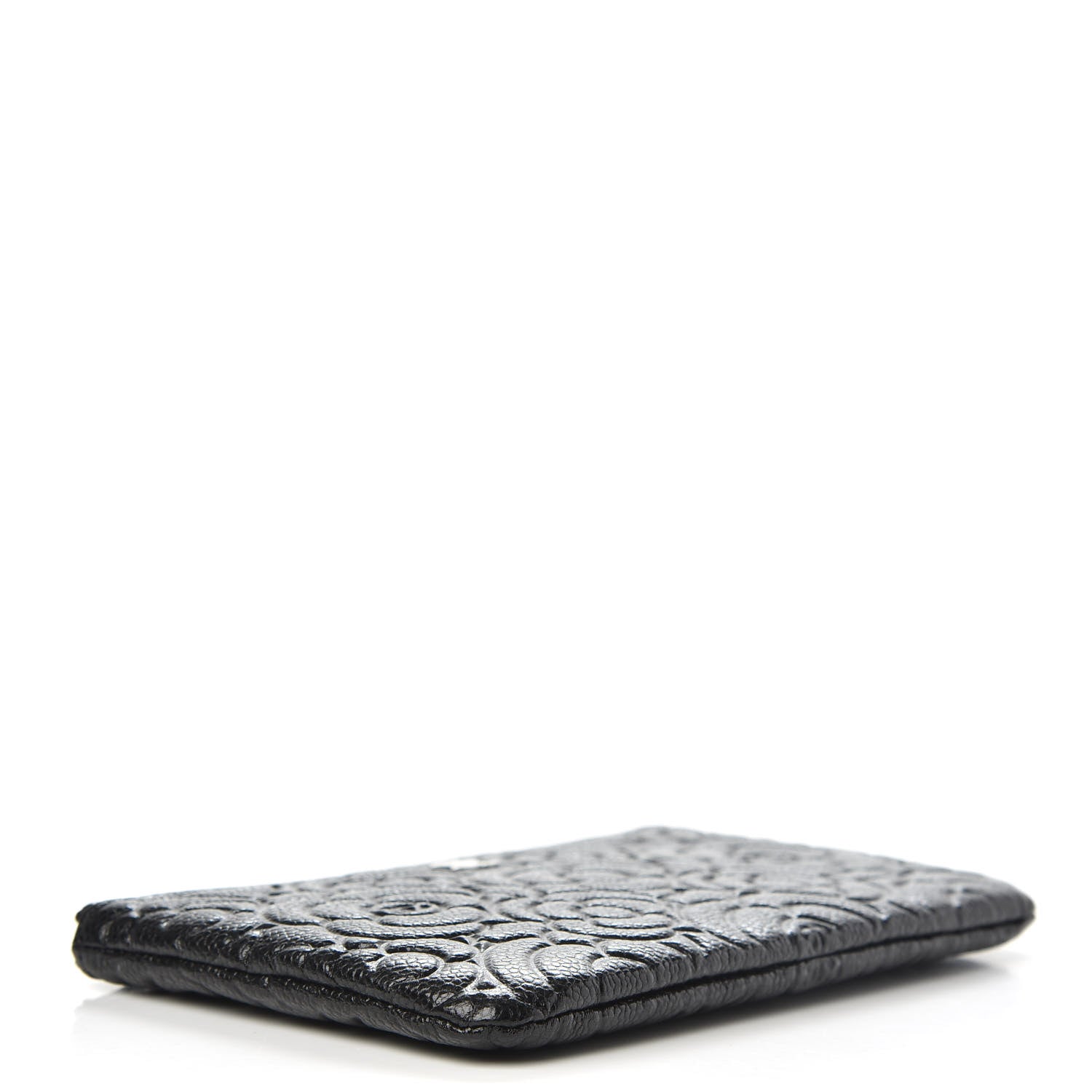 Chanel Caviar Camellia Embossed Cosmetic Pouch Black 4 of 7