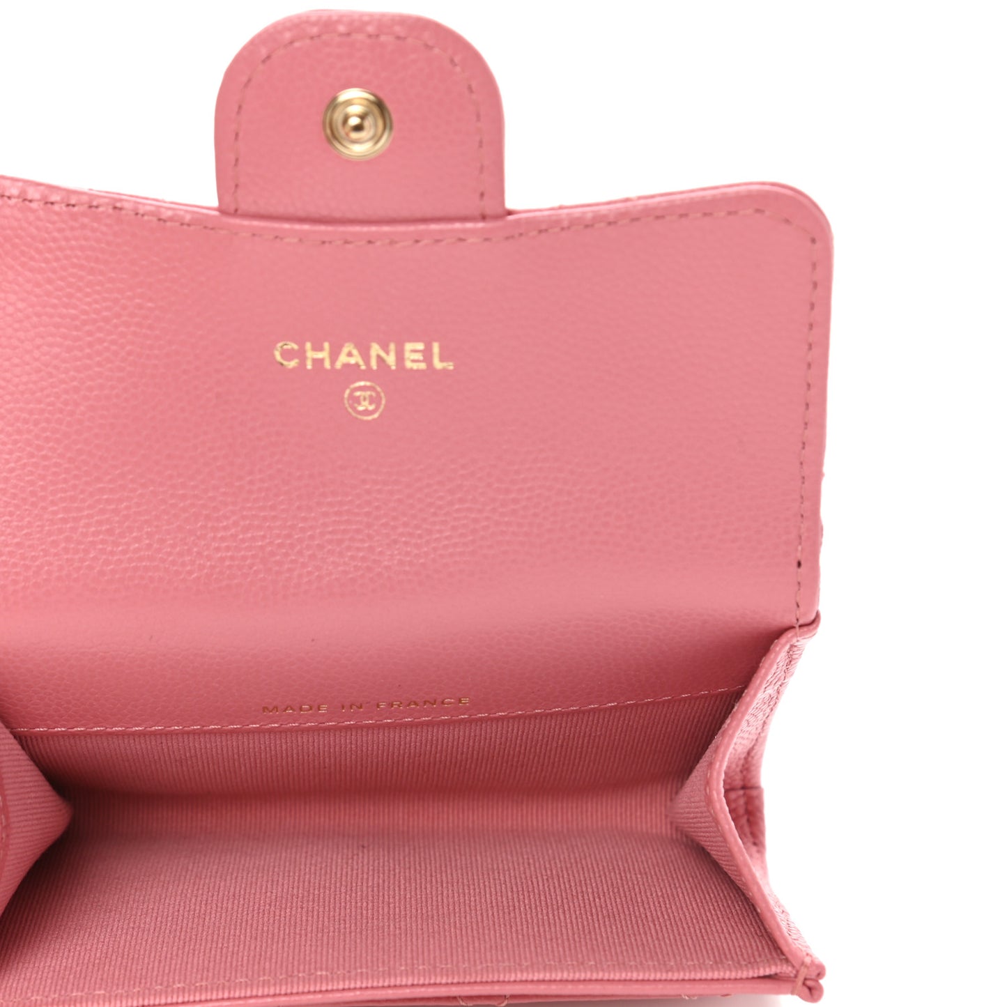 Caviar Quilted Flap Card Holder Wallet Pink