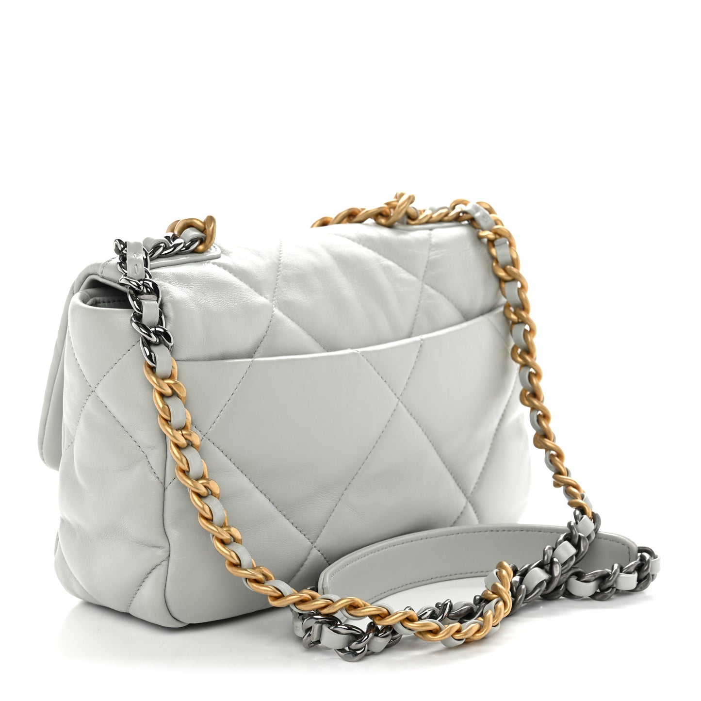 Lambskin Quilted Medium Chanel 19 Flap Grey